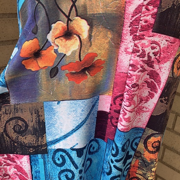 ❌DONATED❌Blue Magenta Color Block Pattern Stretch Waist Maxi Skirt - Picture 9 of 13